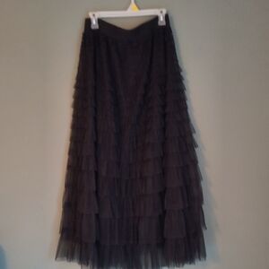 Elegant Black Layered Maxi Skirt